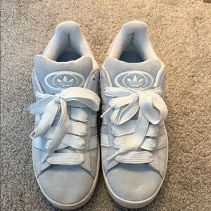 adidas Women's Light Gray Suede Campus Sneakers